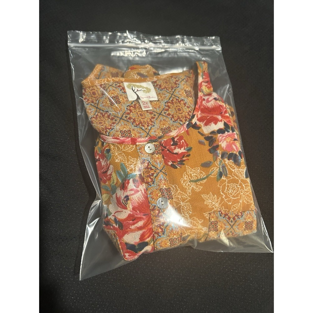 Anthropologie Fig and Flower Tunic Blouse~Plus 2XL~ Floral Boho Peasant Cottage - Picture 16 of 16